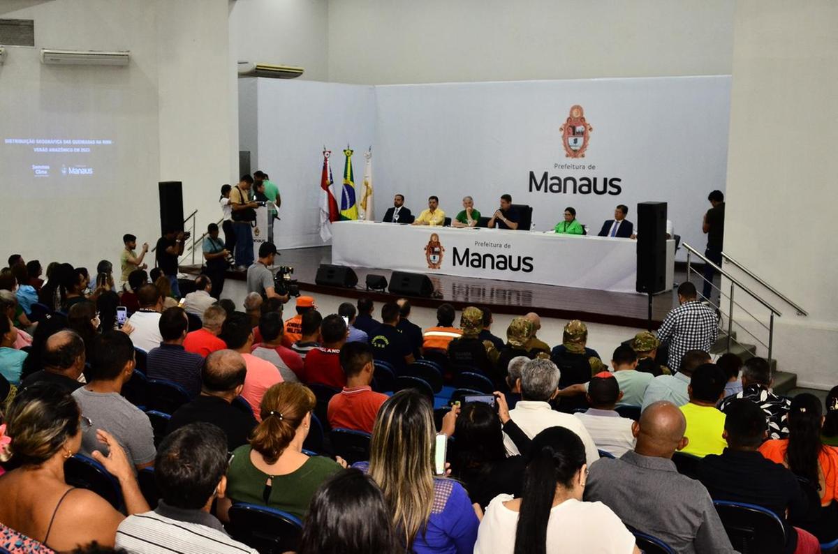 Reunião realizada nesta quinta-feira, 11, entre municípios da Região Metropolitana de Manaus buscou traçar estratégias contra as queimadas para o 2º semestre de 2024 (Foto: Daniel Brandão/A CRÍTICA)