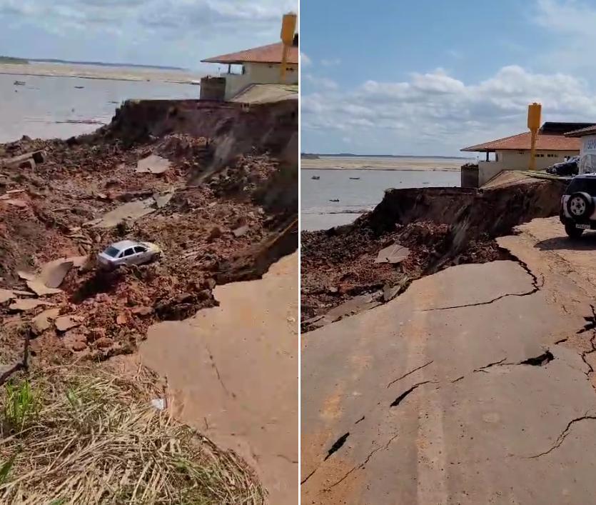 Imagens feitas por trabalhadores e moradores da região mostram a dimensão do desabamento (Fotos: Reprodução)